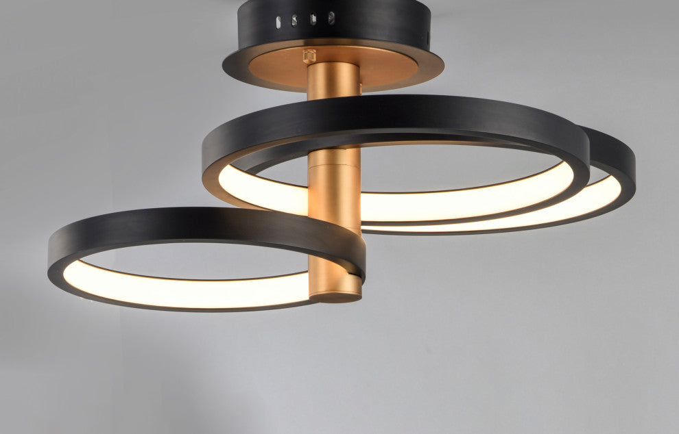 ET2 E24323 Hoopla 26"W Semi-flush Ceiling Fixture - Black / Gold