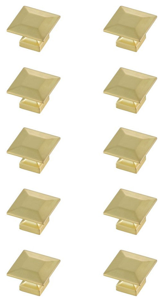KB2025-GD-10PK Cecil 1.3" Square Knob Multipack, Set of 10, Brushed Gold
