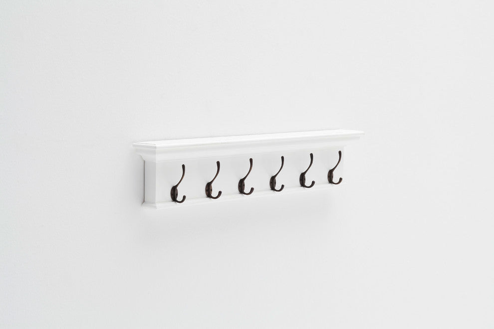 6-Hook Coat Rack, Pure White