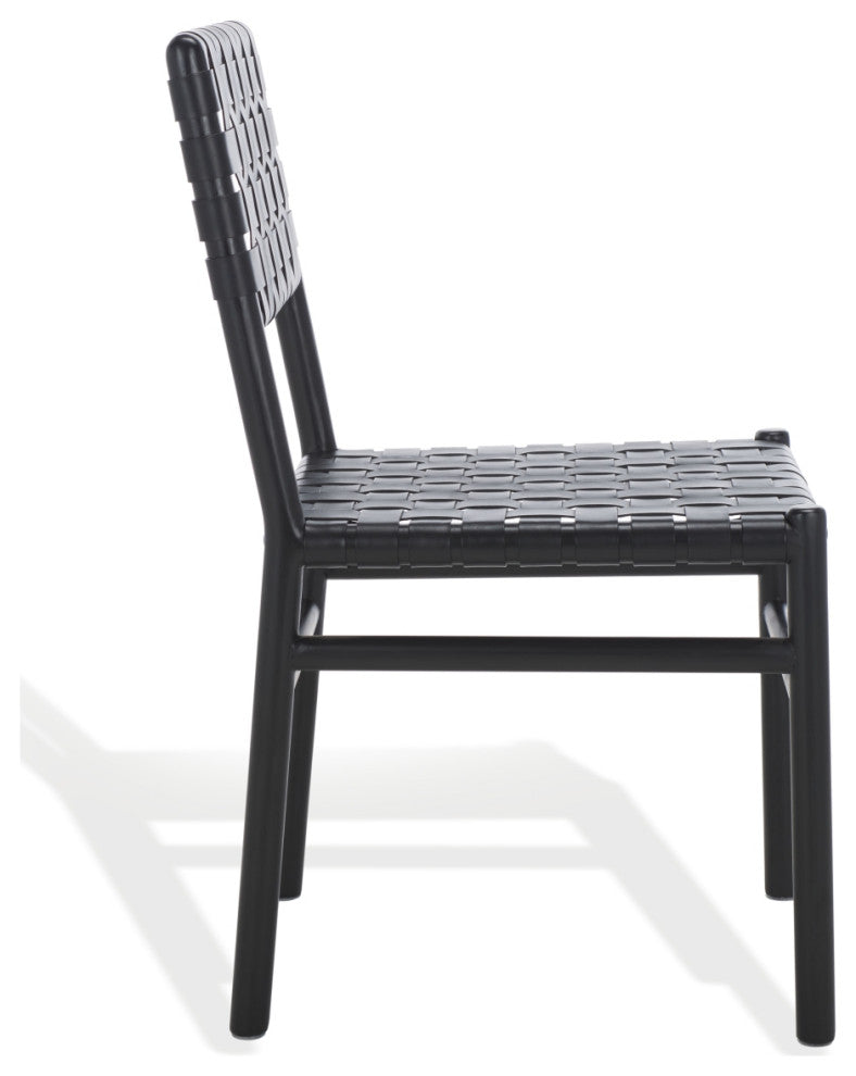Safavieh Couture Jeremiah Woven Leather Dining Chair, Black