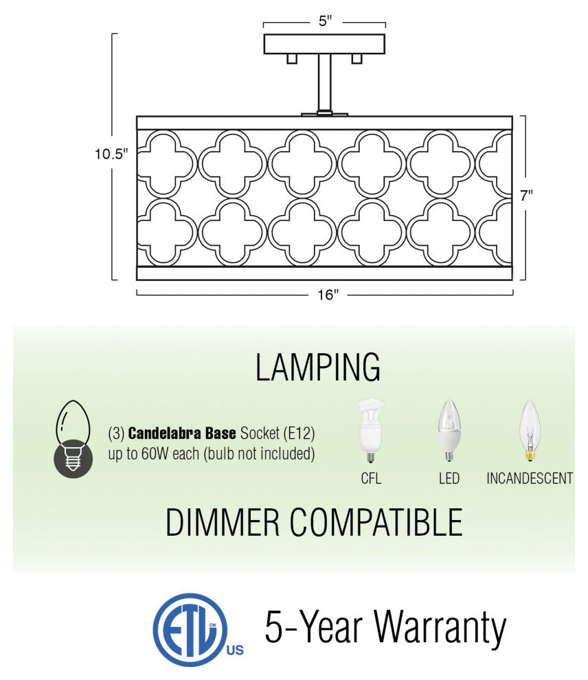 Kira Home Sutton 16" Ceiling Light, Metal Drum Shade, Warm Brass, Black