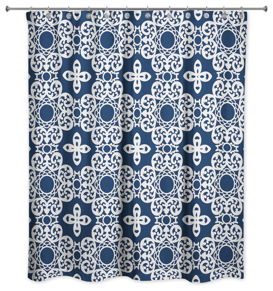 Tile Shower Curtain, Blue