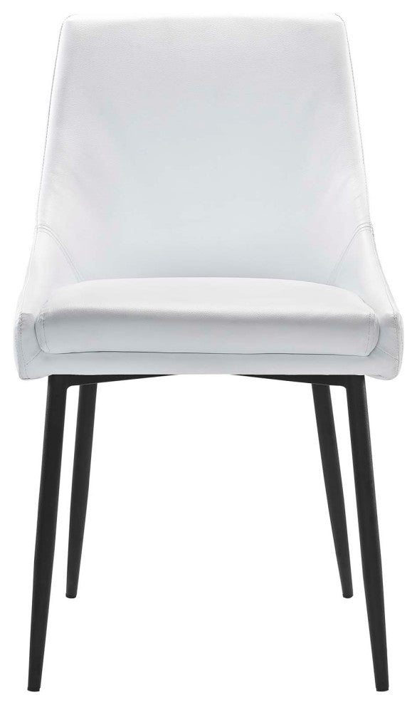 Side Dining Chair, Set of 2, Faux Vegan Leather, Black White, Modern, Bistro