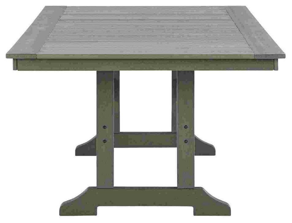 Benzara BM262990 Outdoor Dining Table With Slatted Top and Umbrella Hole, Gray