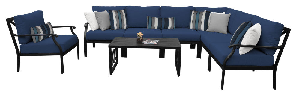 kathy ireland Madison Ave. 8 Piece Aluminum Patio Furniture Set 08d, Midnight
