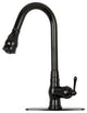 Pull Down Kitchen Faucet With Deck Plate, Single Level Solid Brass Sink Faucets,