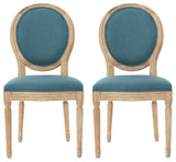 GDF Studio Phinnaeus French Country Fabric Dining Chairs (Set of 2), Dark Teal