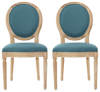 GDF Studio Phinnaeus French Country Fabric Dining Chairs (Set of 2), Dark Teal