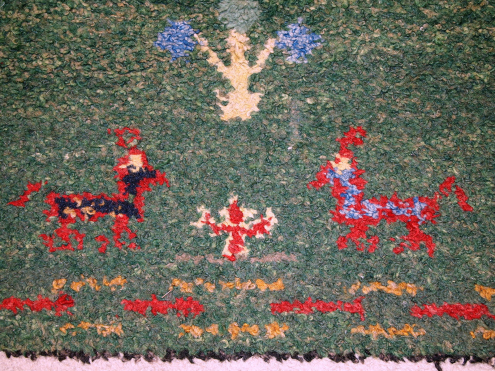 Handmade vintage Persian Gabbeh rug 4.6' x 7' ( 140cm x 215cm ) 1960