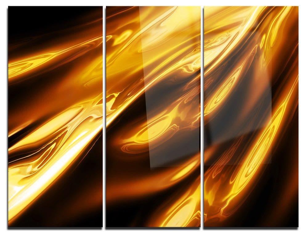 "Liquid Gold Texture Pattern" Digital Metal Wall Art, 3 Panels, 36"x28"