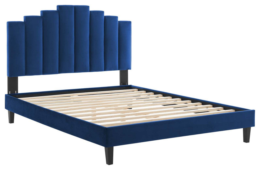 Elise Full Performance Velvet Platform Bed MOD-6877-NAV