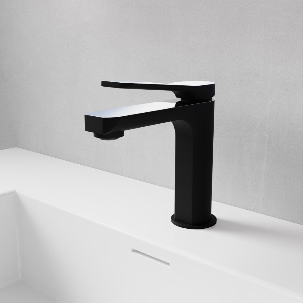 1-Handle Bathroom Faucet, Matte Black and Chrome