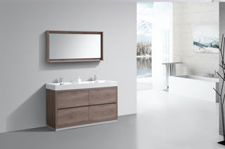 Bliss 60" Double Sink Free Standing Bathroom Vanity, Butternut