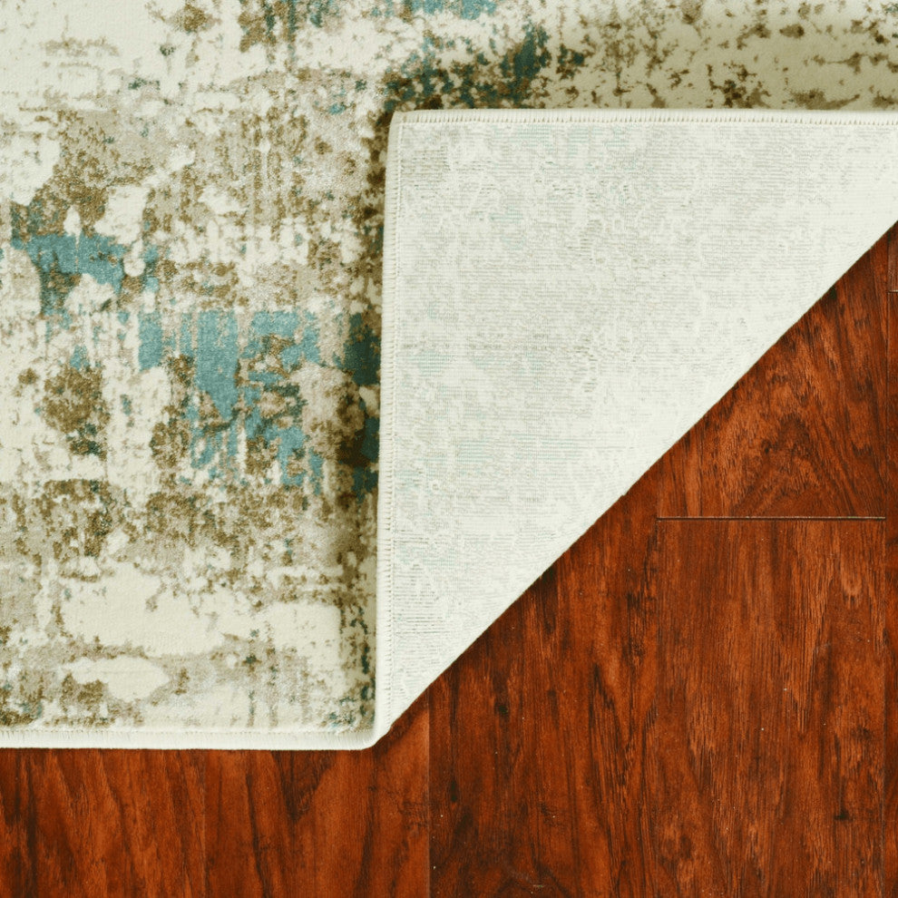 8'X10' Ivory Grey Machine Woven Geometric Indoor Area Rug