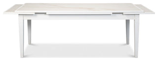 Rectangular White Extension Dining Table Seats 10 People