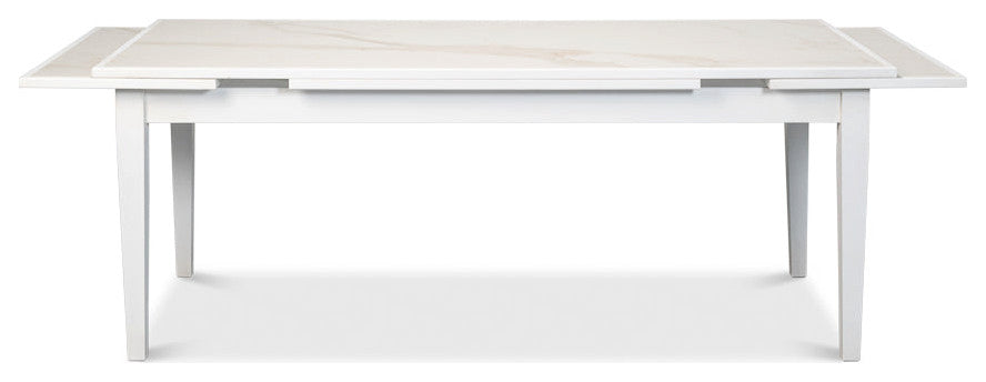 Rectangular White Extension Dining Table Seats 10 People
