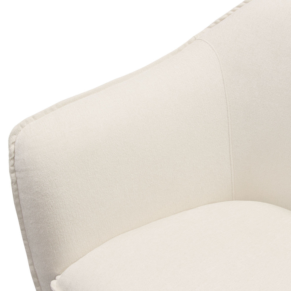 Status Accent Chair in Cream Fabric with Black Powder Coated Metal Leg