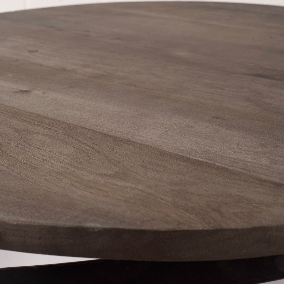 Triumph 40" Round Medium Brown Solid Wood w/Black Metal Base Coffee Table