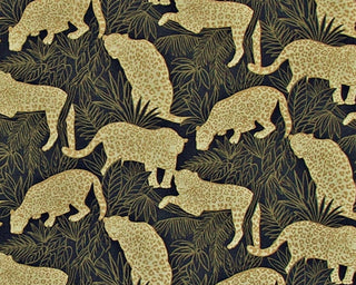 Jungle animal fabric jaguar drapery material metallic, Sample Cut
