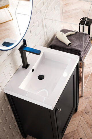 Britannia 24" Vanity, Black Onyx, White Glossy Resin Countertop
