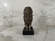 Sitting Bronze Lion Statue on Black Base By Veronese Design