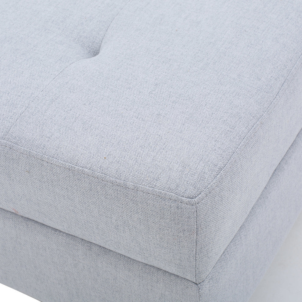 GDF Studio Bridger Mid-Century Tufted Top Cushion Ottoman, Light Gray