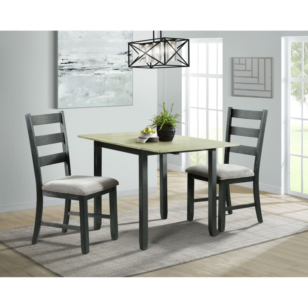 Tuttle 3-Piece Drop Leaf Dining Set, Gray