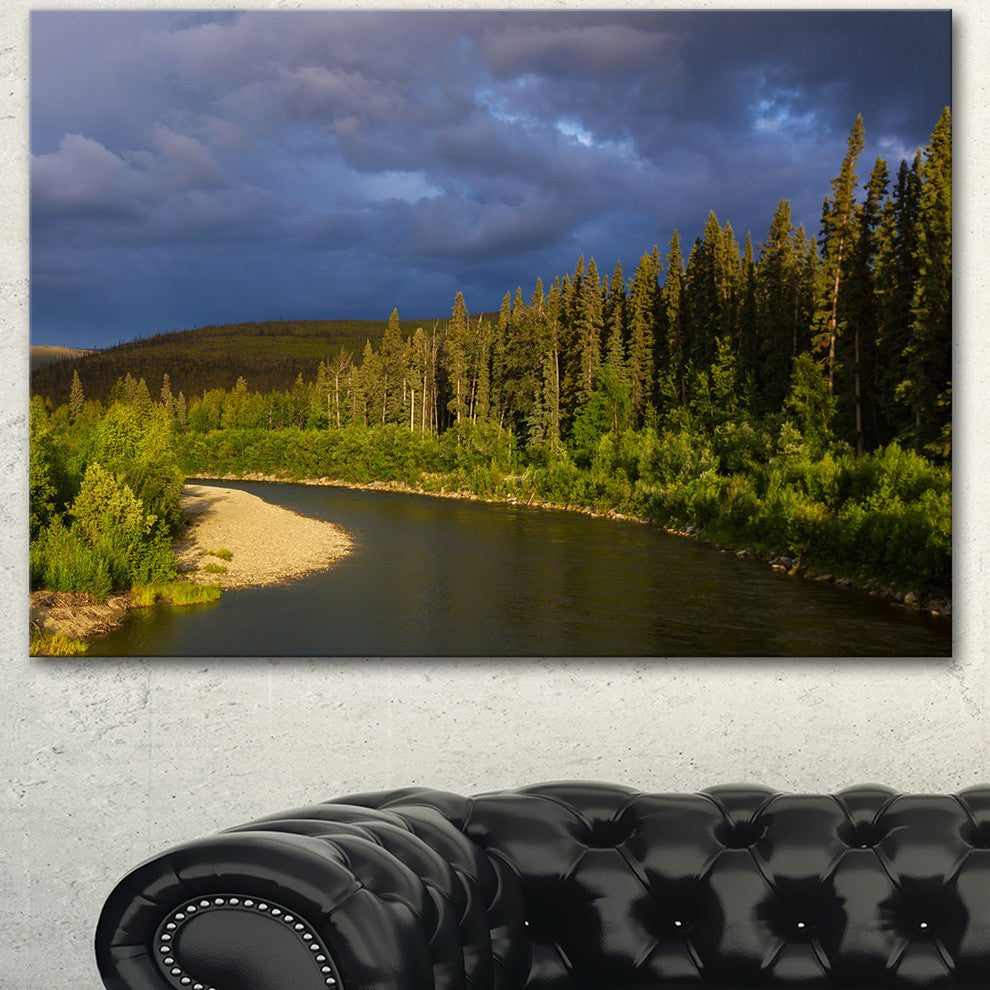 Lake on Alaska under Clouds, Landscape Canvas Art Print, 40"x30"