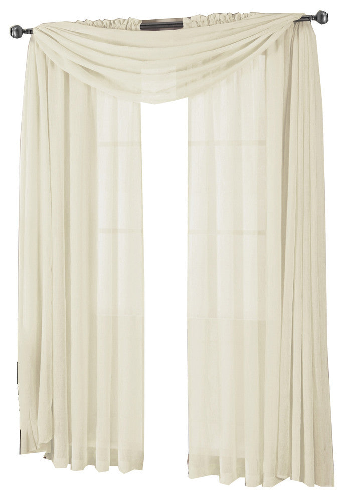 Abri Single Rod Pocket Sheer Curtain Panel, Ivory, 50"x108"