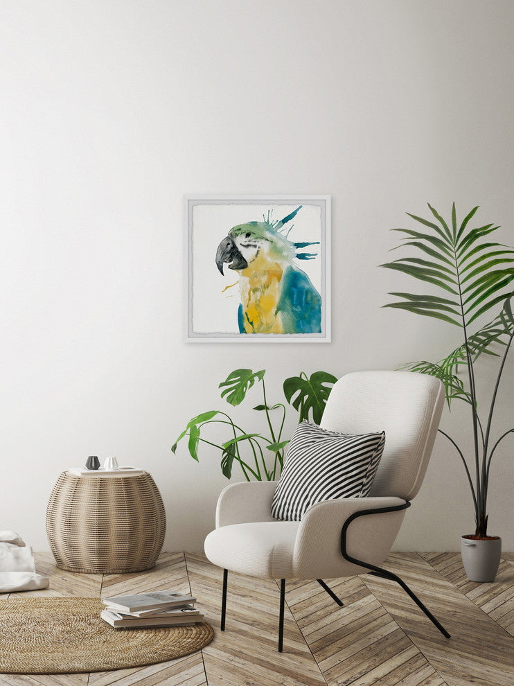 "Festive Parrot" Framed Painting Print, 18"x18"