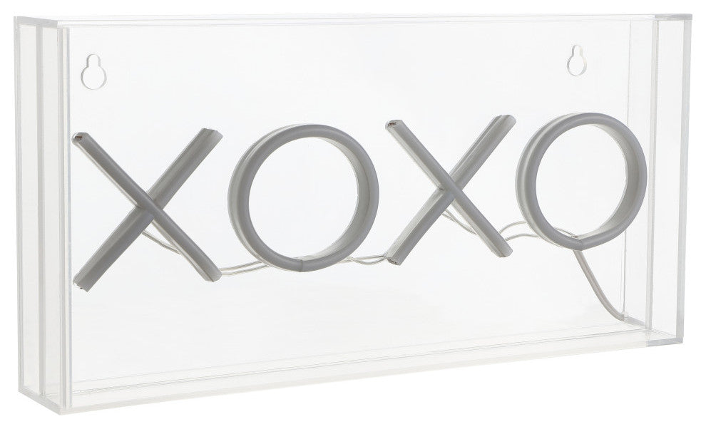 XOXO 11.75" Contemporary Glam Acrylic Box USB Operated LED Neon Light, Pink