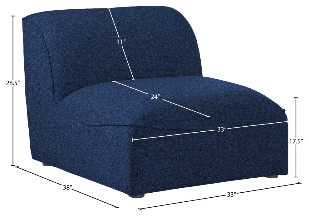 Miramar Linen Textured Fabric Upholstered Armless Chair, Navy
