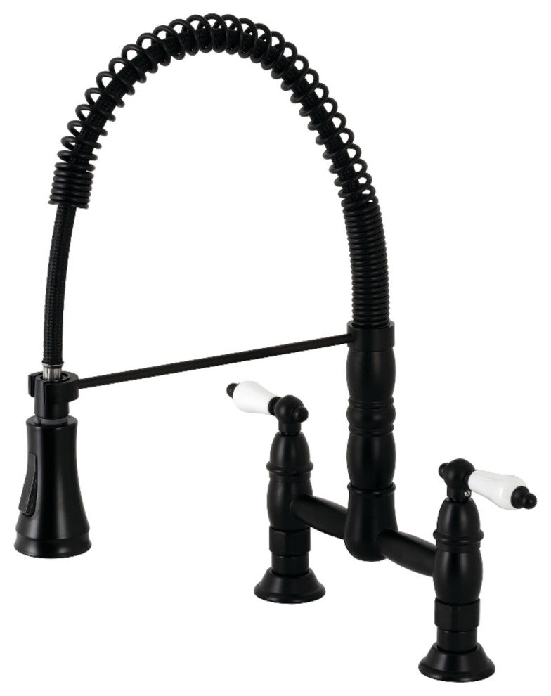 GS1270PL Two-Handle Deck-Mount Pull-Down Sprayer Kitchen Faucet, Matte Black