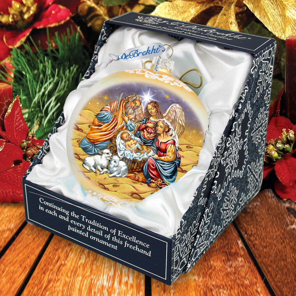 Regal Nativity Lg Glass Ornament, Gold
