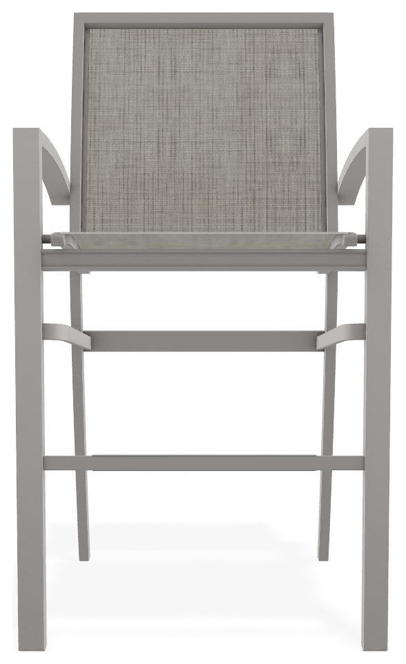Kendall Sling Bar Height Stackable Outdoor Stool, Smoke/Warm Gray