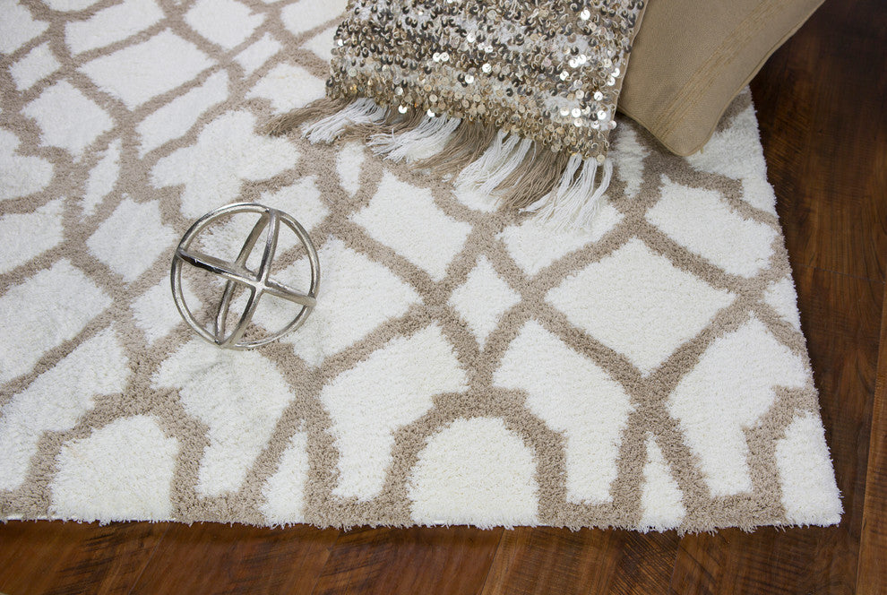 Oasis 1652 Ivory and Beige Ironwork Rug, 3'3"x5'3"