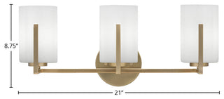 Atlas 3-Light Bath Bar, New Age Brass/White Muslin