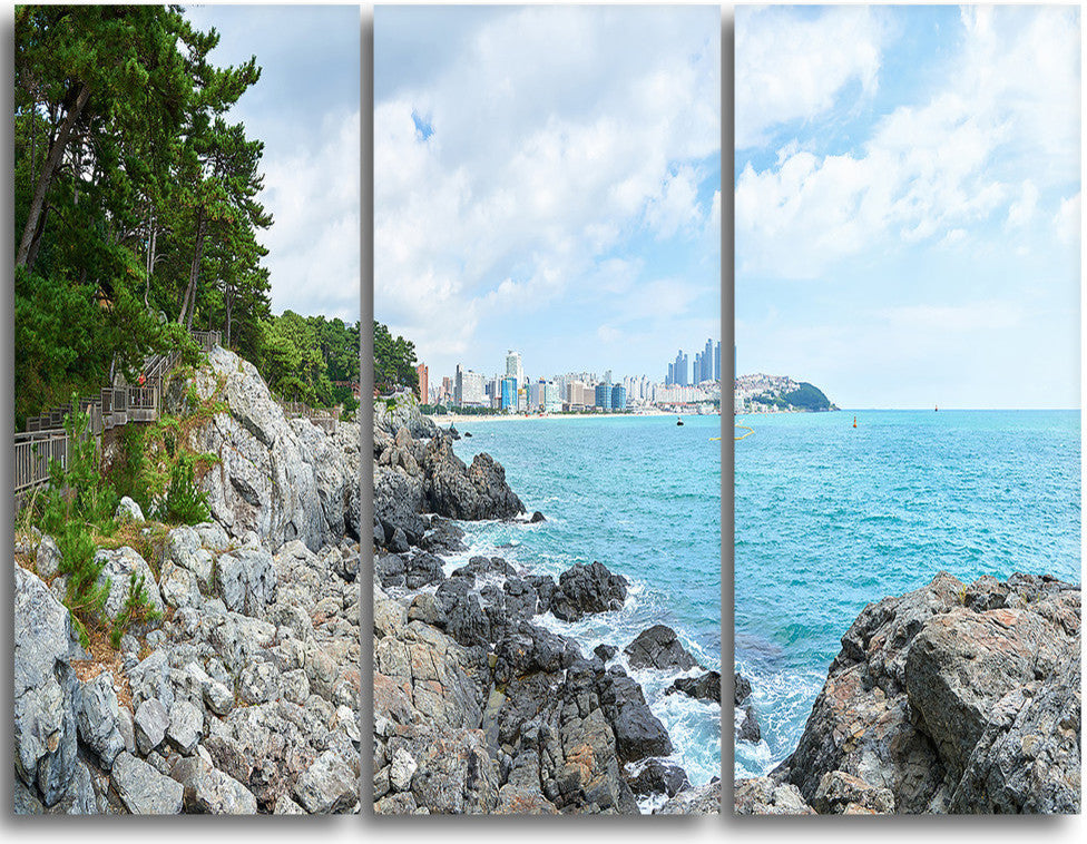 "Pathway along the Coast of Dogbane" Metal Wall Art, 3 Panels, 36"x28"