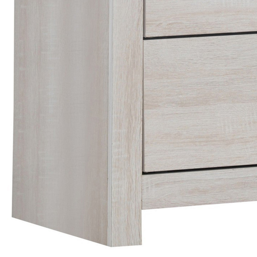 Benzara BM242655 Chest With 5 Drawers and Metal Bar Pulls, White