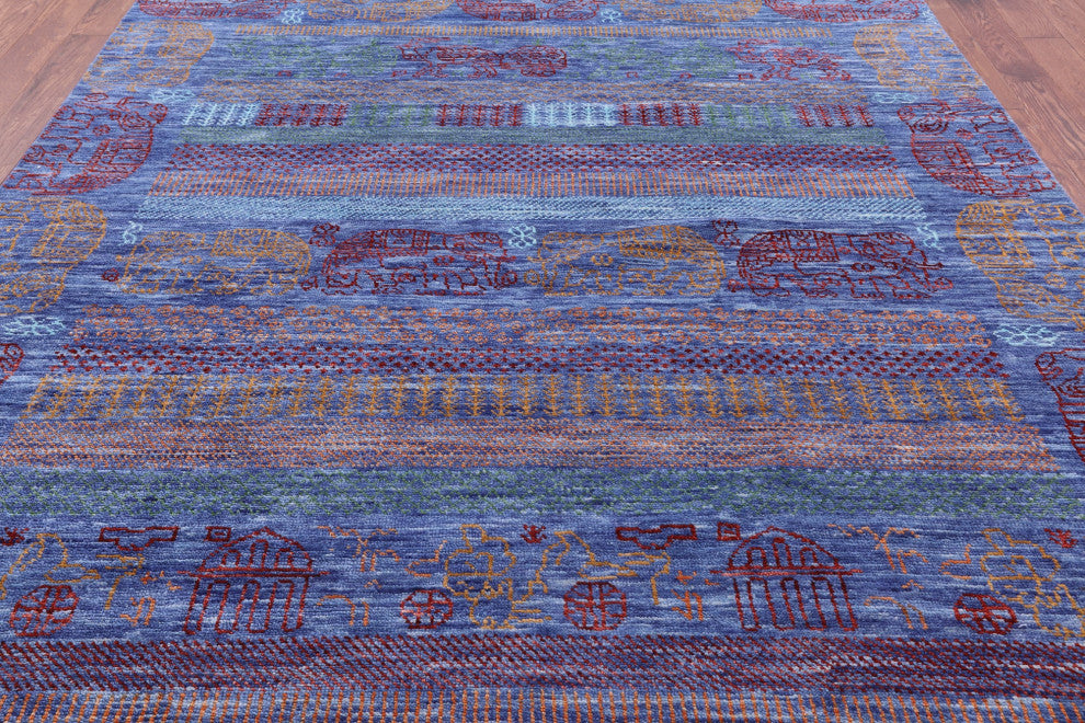 Handmade Persian Gabbeh Elephant Design Wool Rug 8' 2" X 10' 2" - Q13612