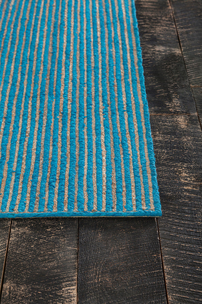 Alyssa Subtle Stripe Contemporary Area Rug, Blue, 7'9"x10'6"