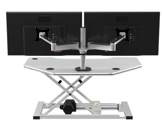 VersaDeskÂ® PowerProÂ® Corner Electric Standing Desk Converter with USB Charging, White
