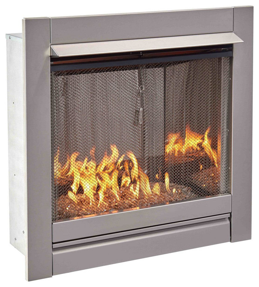 Vent Free Stainless Outdoor Gas Fireplace Insert With Crystal Fire Glass Media