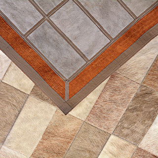 Cowhide Patchwork Rug, Hermes, Taupe, 5'x8'