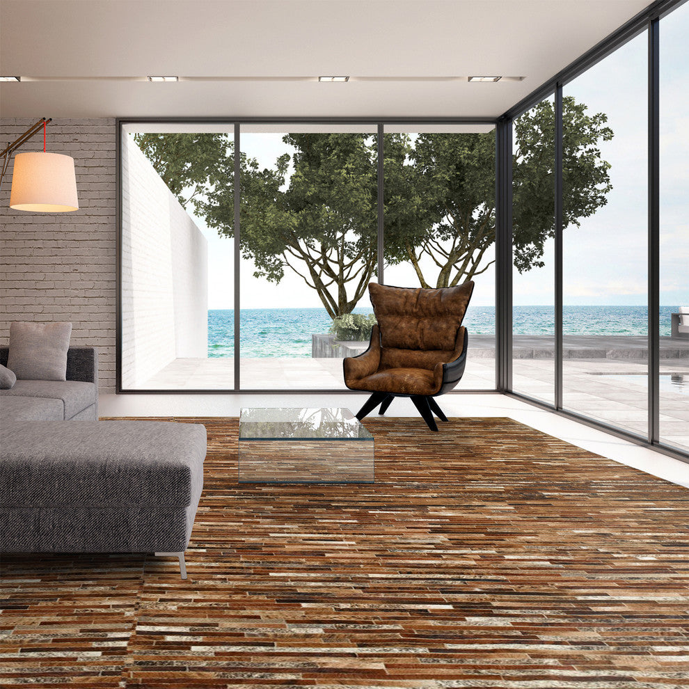 Cowhide Patchwork Rug, Miotaur, Jasper, 10' X 14'