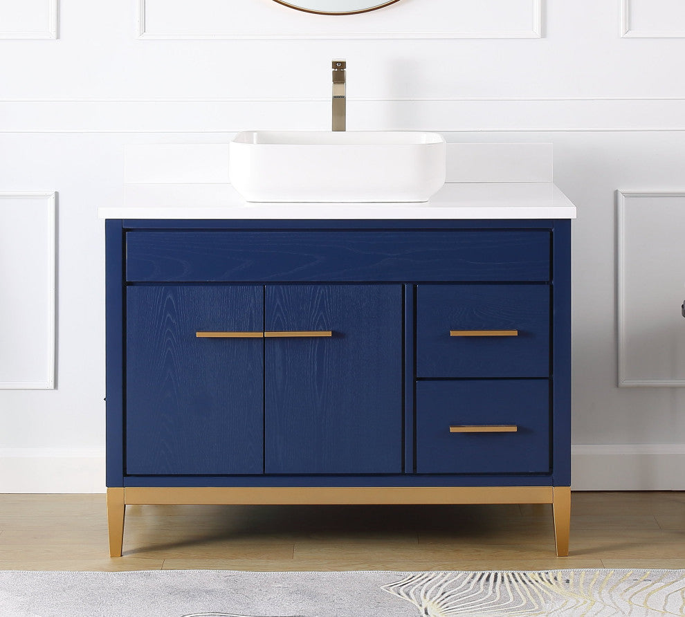 42" Tennant Brand Modern Style Blue Beatrice Vessel Sink Bathroom Vanity