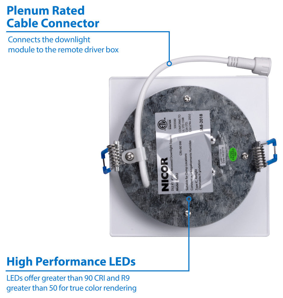 DLE4 Series 4" Square Downlight, Black, 3000k