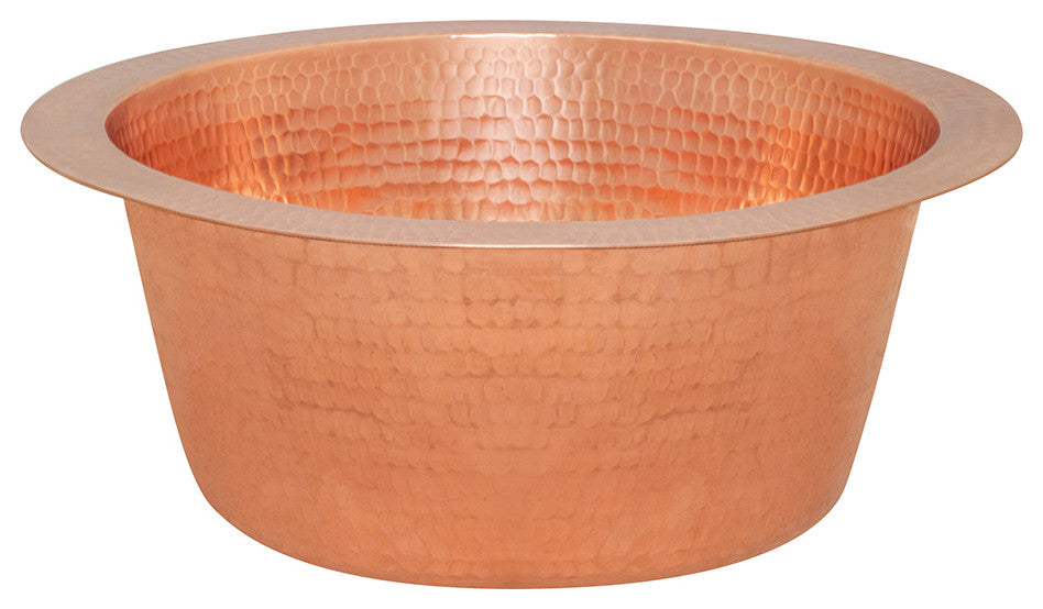 Premier Copper Products BR12PC2 12" Round Hammered Copper Bar Sink