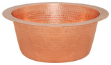 Premier Copper Products BR12PC2 12" Round Hammered Copper Bar Sink