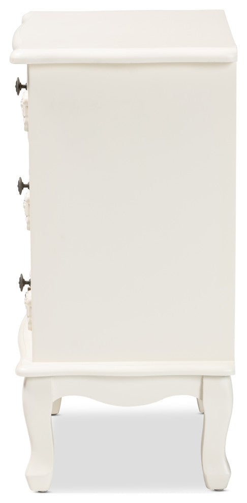 Callen Classic and Traditional White Finished Wood 3-Drawer Nightstand